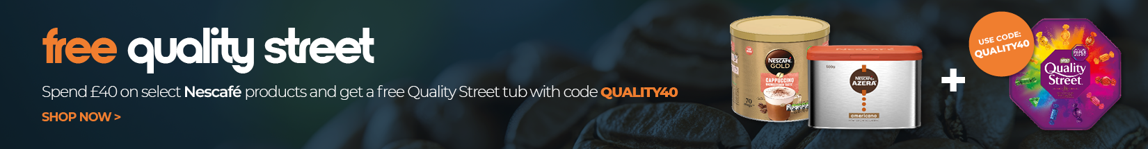 Spend 40 on select Nescafe products and claim a free tub of Quality Street with code QUALITY40.